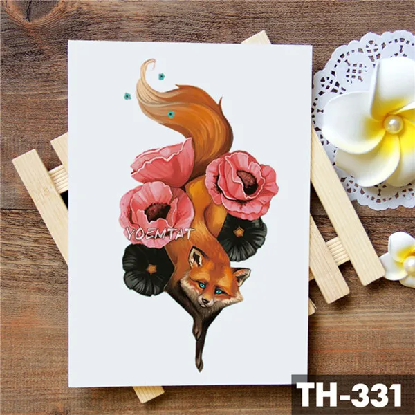 

Watercolor Wolf Fox Totem Tiger Waterproof Temporary Tattoo Sticker Geometric Triangle Flash Tattoos Body Art Fake Tatoo