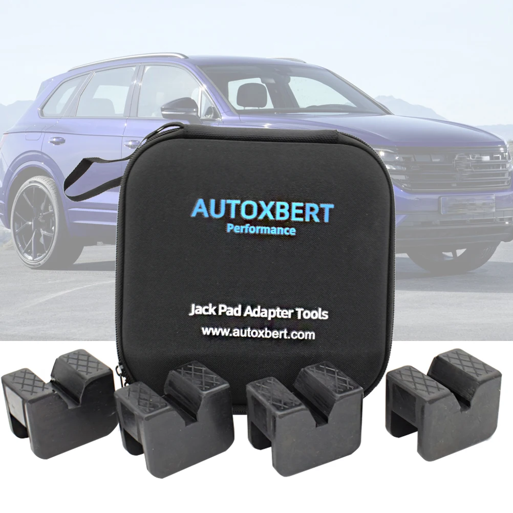 4X Jack Stand Pad Adapter Point W/ Storage Case Box Slotted Frame Rail Guard Portable Support Floor Non-slip Chassis Protector |