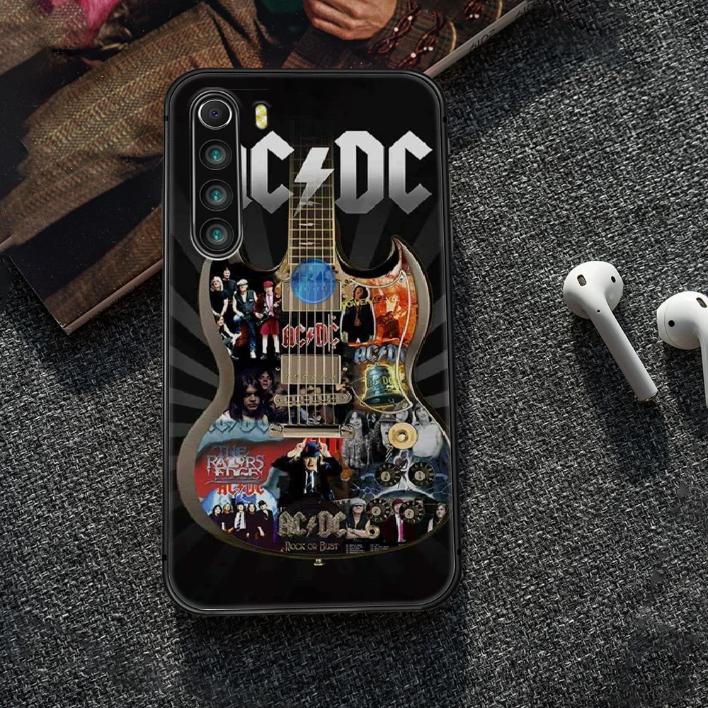 

AC DC band Phone Case Cover Hull For XIAOMI Redmi 7 7a 8 8a 9 10X NOTE 6 7 7s 8 8t 9 9s Pro Max black Cell Soft Etui 3D Shell
