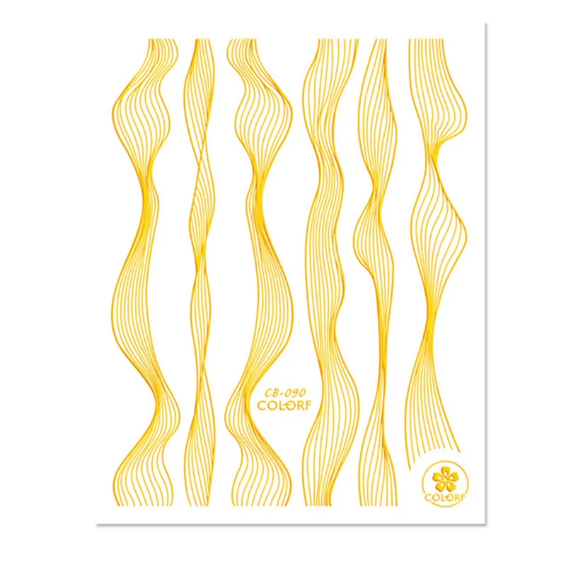 ZRUIXIA стикер для дизайна ногтей Лазерная золотая металлическая полоса волнистая