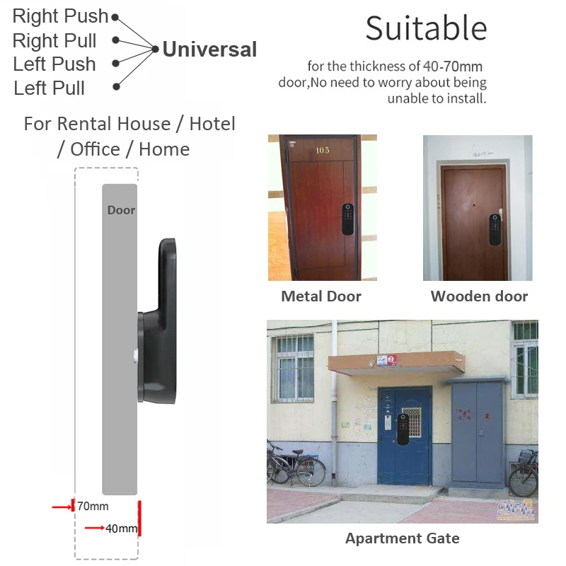 RAYKUBE Fingeprint Door Lock With Bluetooth TT APP Password Smart Card 13.56mhz IC Work Gateway Wifi Alexa T03 | Безопасность и