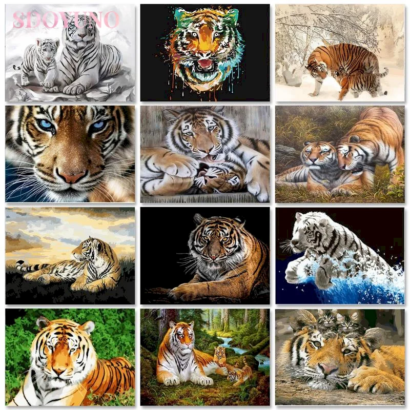 

GATYZTORY DIY painting on number adults Kits Owl Handpainted Gift Unframe Pictures By Numbers Animal Home Decoration