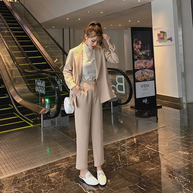 Зимний женский Блейзер со шнуровкой из 2 предметов куртка и штаны модный костюм