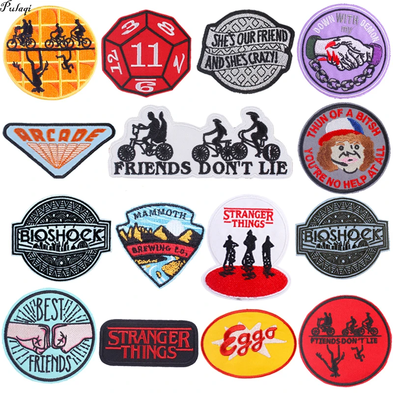 

Нашивки Pulaqi «очень странные дела», нашивки, велосипеды, сита, аксессуары для одежды, вышитые нашивки для одежды, аппликация «сделай сам»