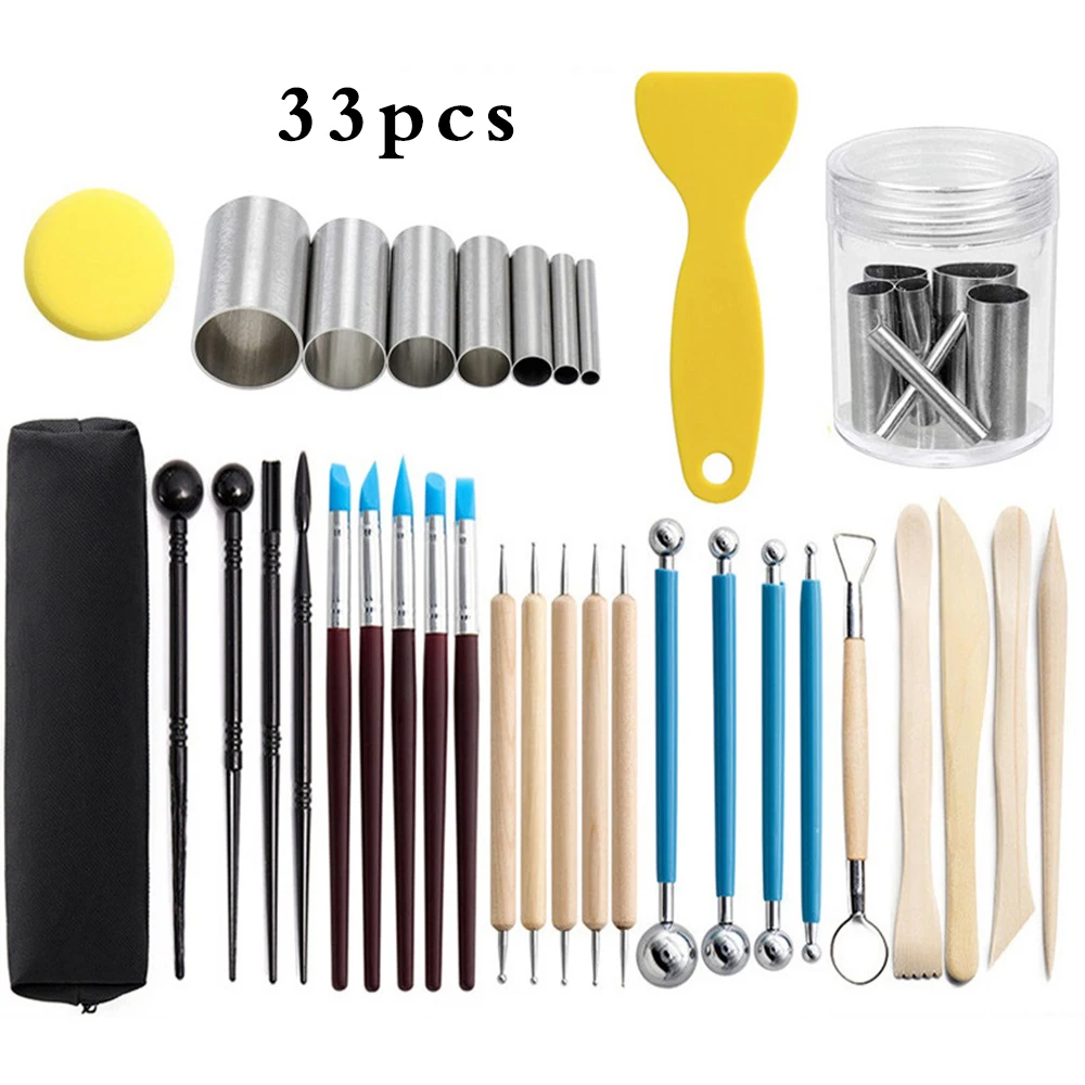 

33Pcs Clay Cutters Ceramic Pottery Tools Polymer Clay Tools for Shaping Embossing Sculpting Clay Soap Making Modeling Kits