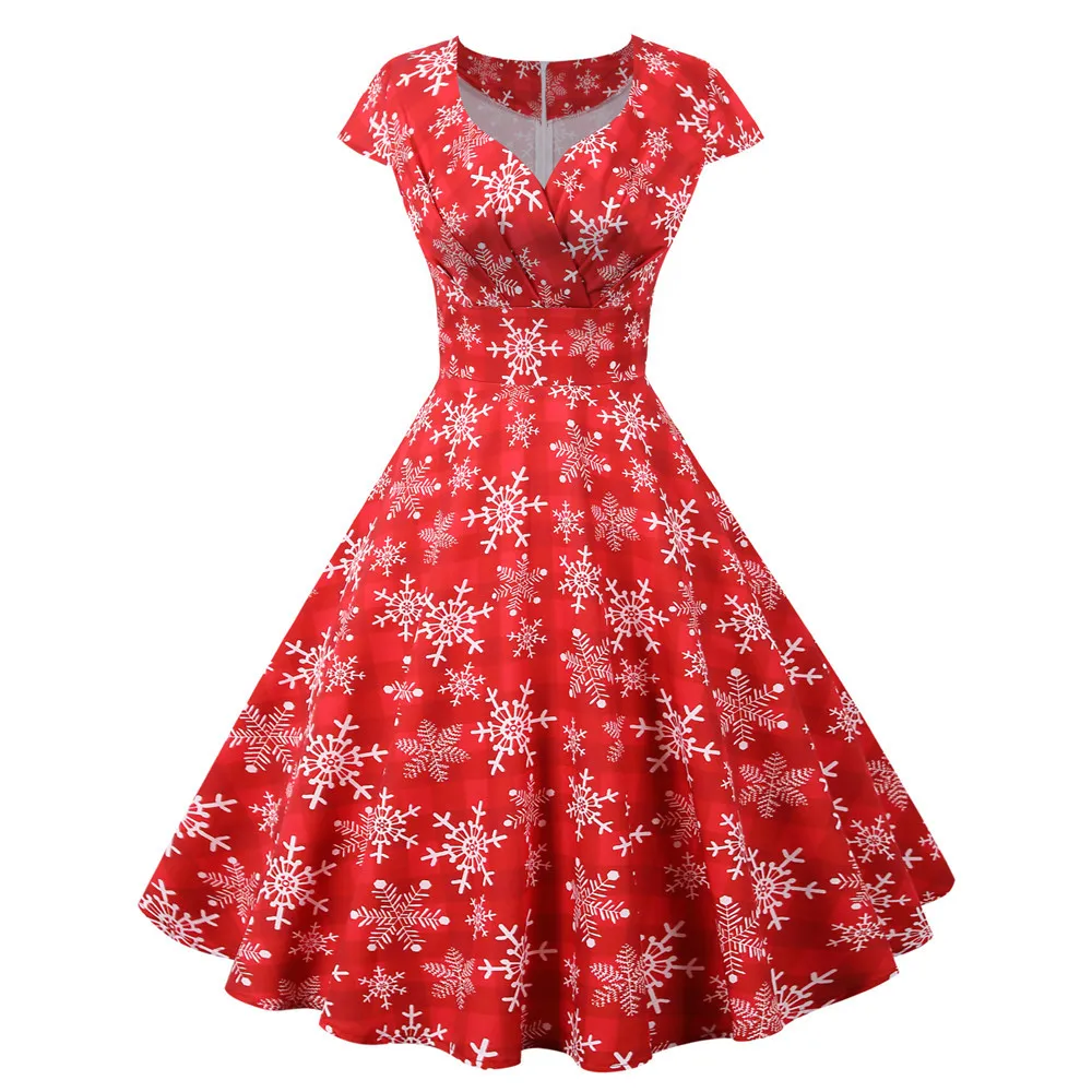 Женское винтажное платье с V-образным вырезом красного цвета | Женская одежда
