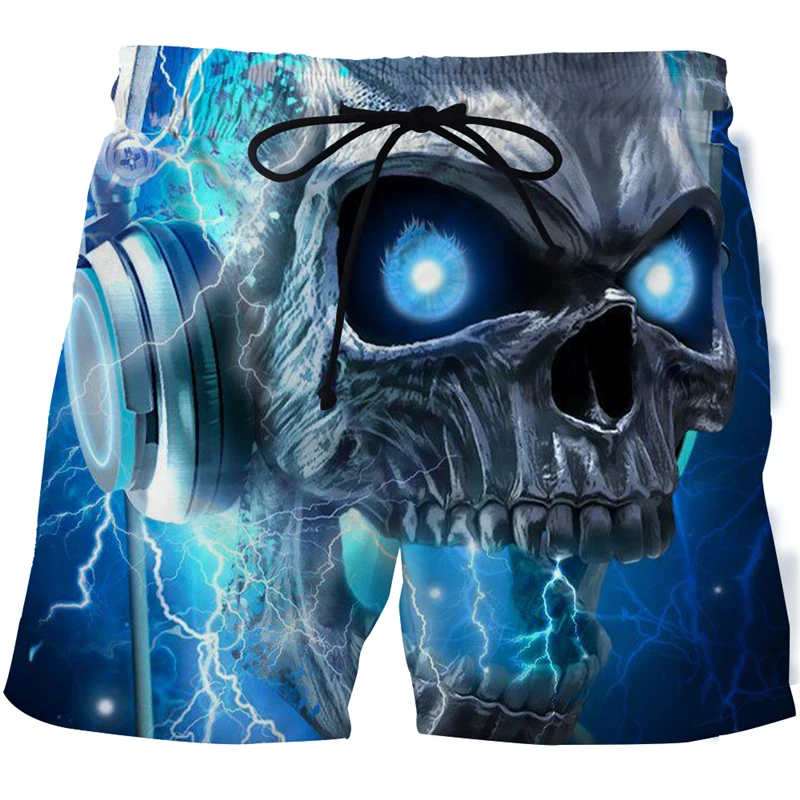 

New 3D printing skull men swimsuit loose shorts men’s summer sports shorts casual mens beach pants male oversized shorts