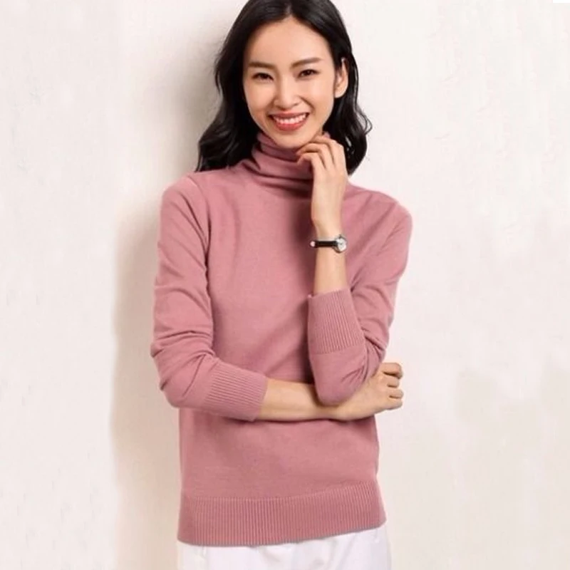 Женский трикотажный свитер с высоким воротником осенне-зимняя одежда 2021