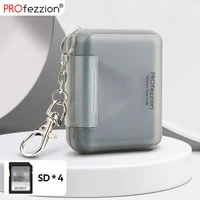 profezzion 4 slots sd card case wallet holder waterproof compact memory card storage box with a carabiner camera accessories