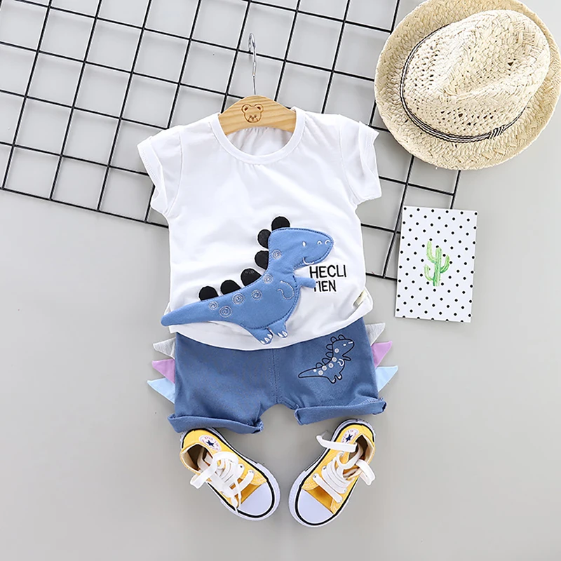 L9588 White Hello Enjoy/детская одежда Комплекты для активных мальчиков летние рубашки с короткими рукавами и цветочным принтом+ шорты, костюмы, штаны Одежда из 2 предметов для детей, спорт костюм мальчик - Цвет: L9588 White