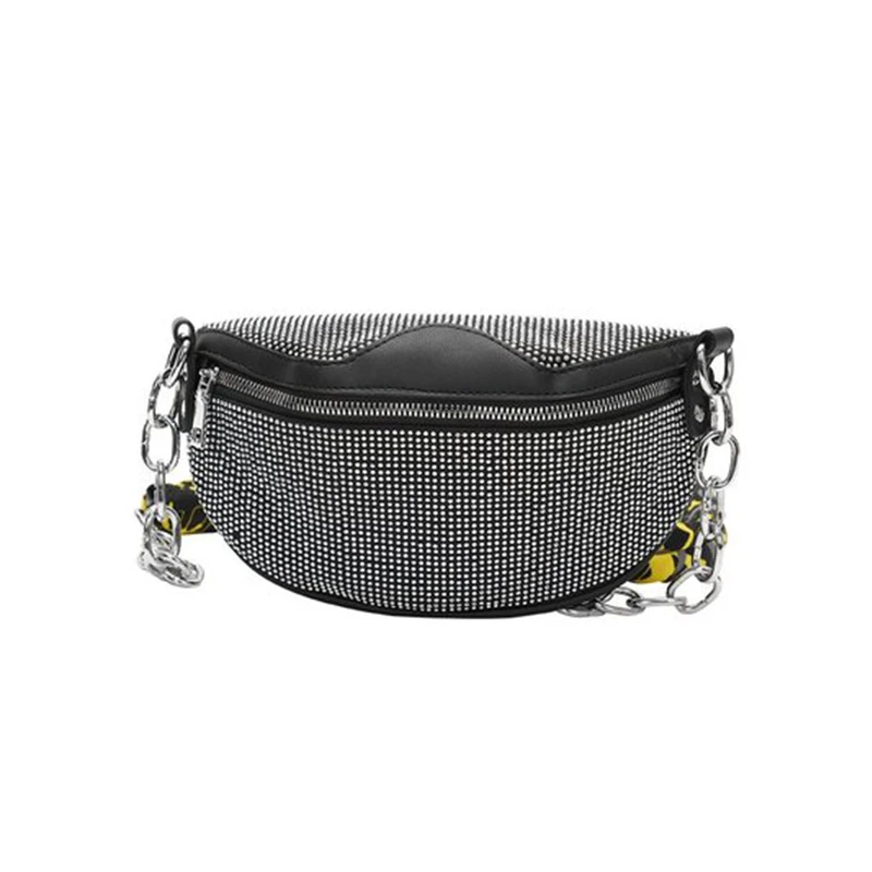 A Waist pack Женская поясная сумка, модная кожаная поясная сумка, нагрудная сумка через плечо, роскошная цепочка с бриллиантами, поясная сумка, сумки на плечо с бананом - Цвет: A Waist pack