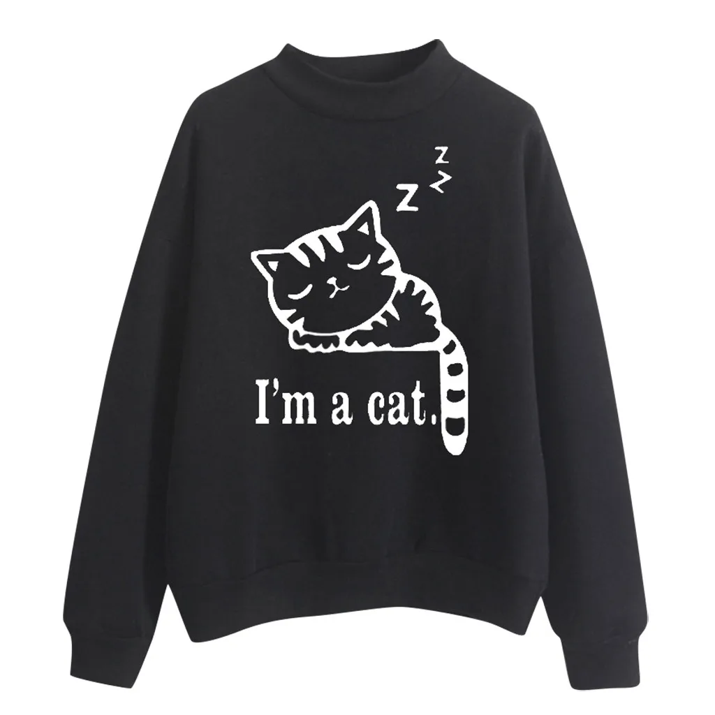 Толстовки с принтом кота новинка 2019 весна осень модные толстовки для женщин