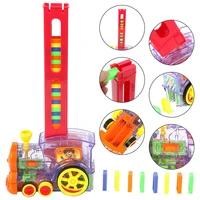 1 set train toys 60pcs domino rally electronic train model with sound light kid educational toy model dominoes set birthday gift