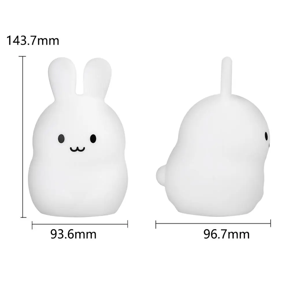 

Rabbit LED Night Light Touch Sensor Remote Control 9 Colors Dimming Timer USB Rechargeable Silicone Bunny Lamp for Children Baby