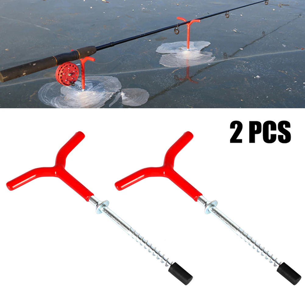 

2PCS Tent Pegs Multipurpose Practical Spiral Rod Fixed Ice Drill Auger Holder Fishing Tackle Accessory Wholesale Dropshipping