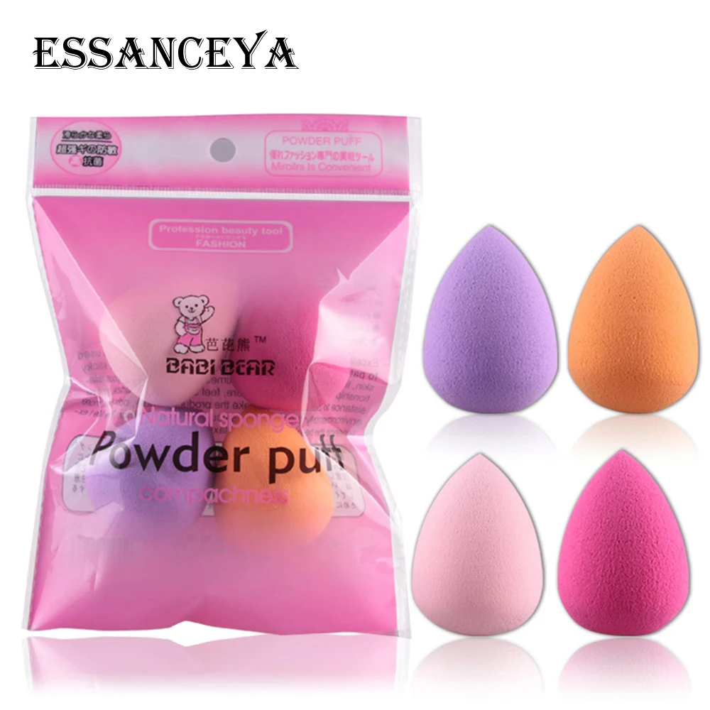 4Pcs Waterdorp shape Горячая 4/6 шт. мягкие губки Pro Макияж puff основа Puff Тыква капли воды форма косметические - Handle Color: 4Pcs Waterdorp shape