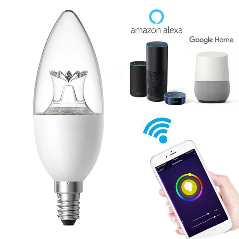 Умсветильник Светодиодная лампа B22 E27 с Wi Fi 6 Вт RGB подсветка работает Alexa/Google Home 85 265