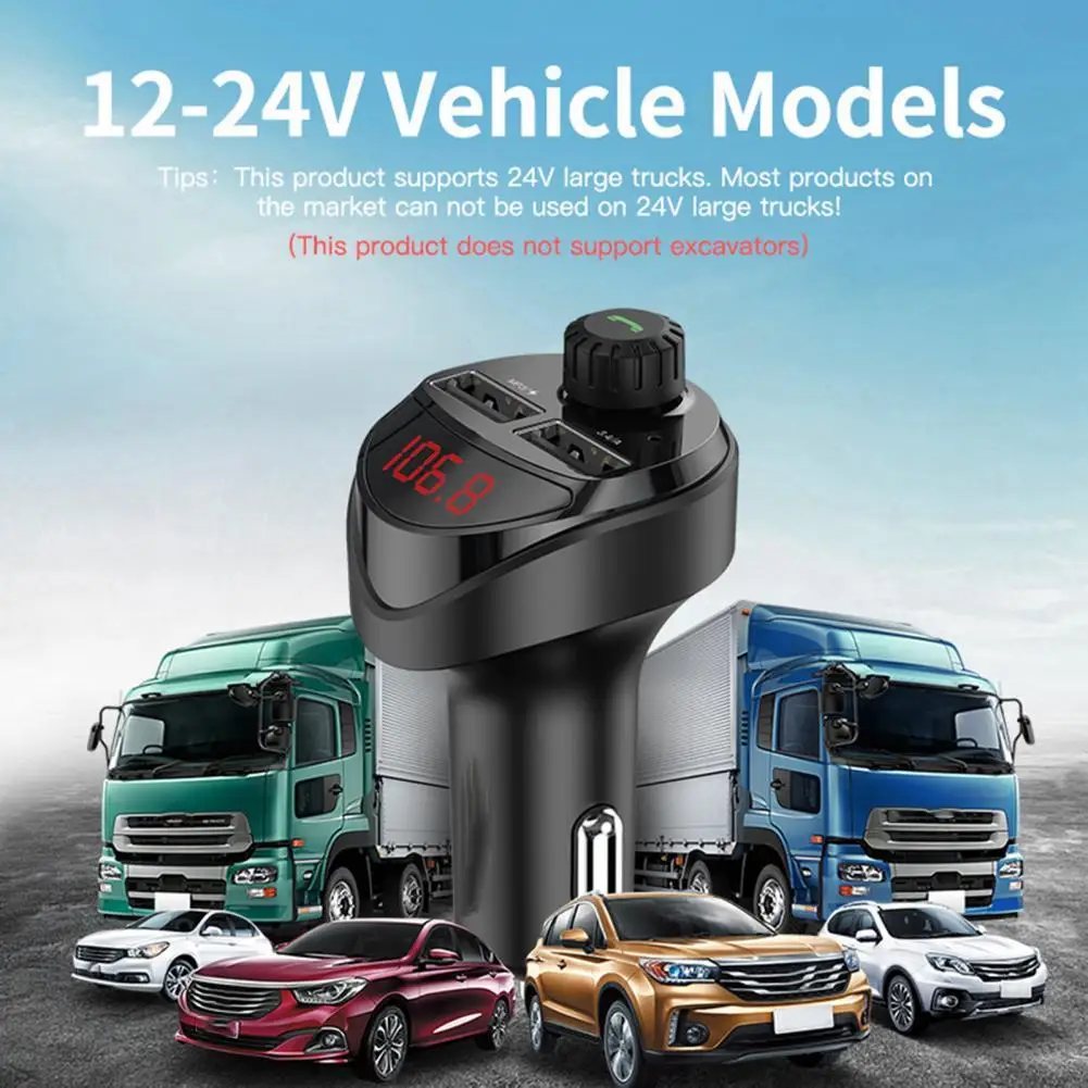 

Bluetooth Player Support TF/U Disk Handsfree ABS 3.4A Dual USB Regulator FM Transmitter Car Charger for Auto