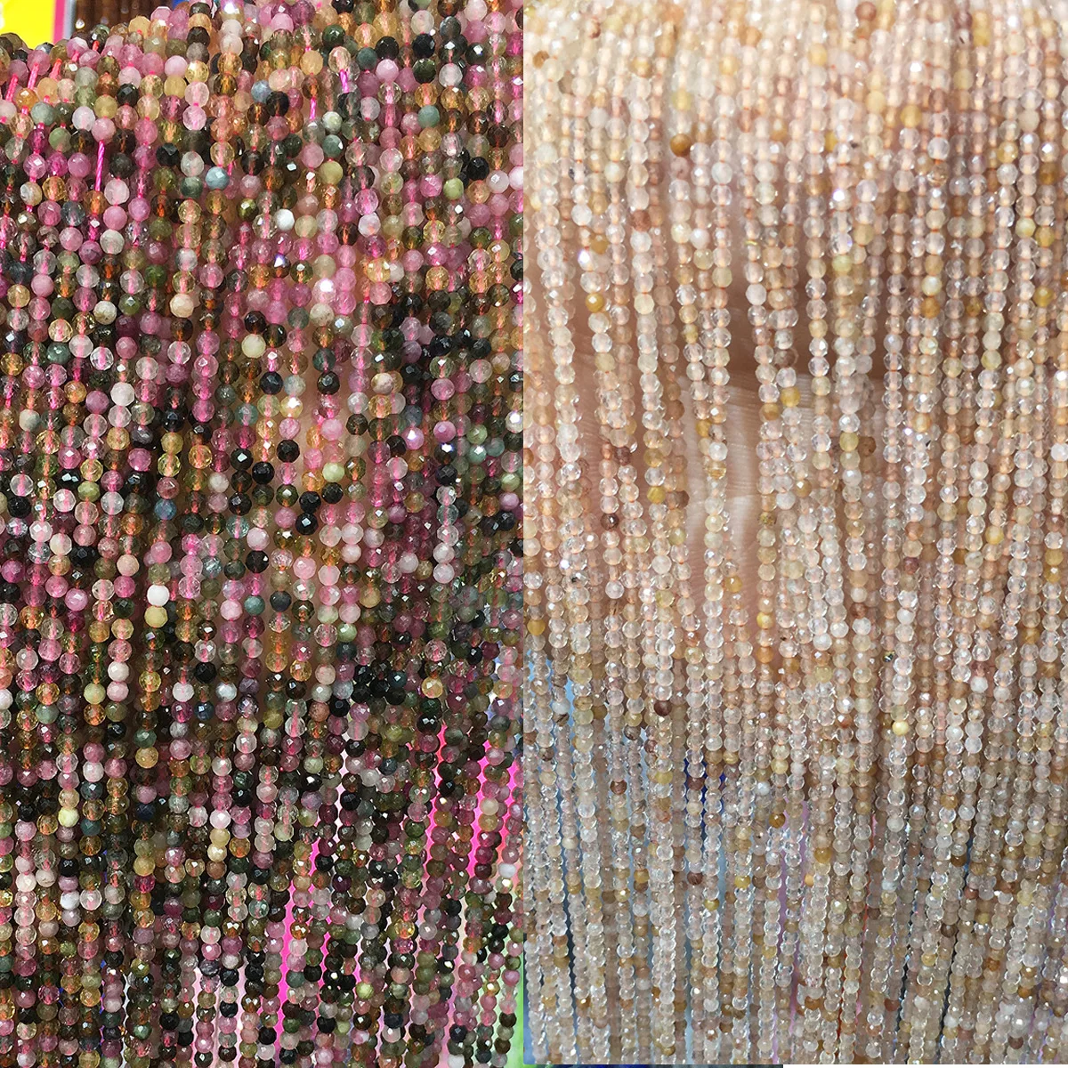 2 мм/3 мм натуральные турмалиновые/Хрустальные маленькие граненые бусины