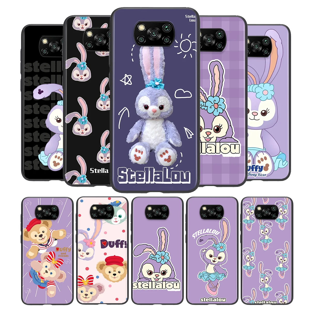 

For Xiaomi Civi Play Mix 3 A2 A1 6X 5X Poco X3 NFC F3 GT M3 M2 X2 F2 Pro C3 F1 Stellalou rabbit Black TPU Phone Case