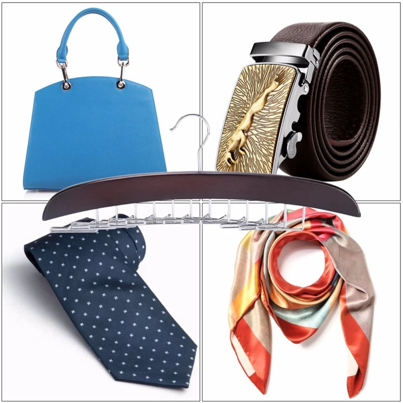 

Wooden Necktie Tie Hanger Rack Scarf Organizer Holder with 24 Hooks for Home