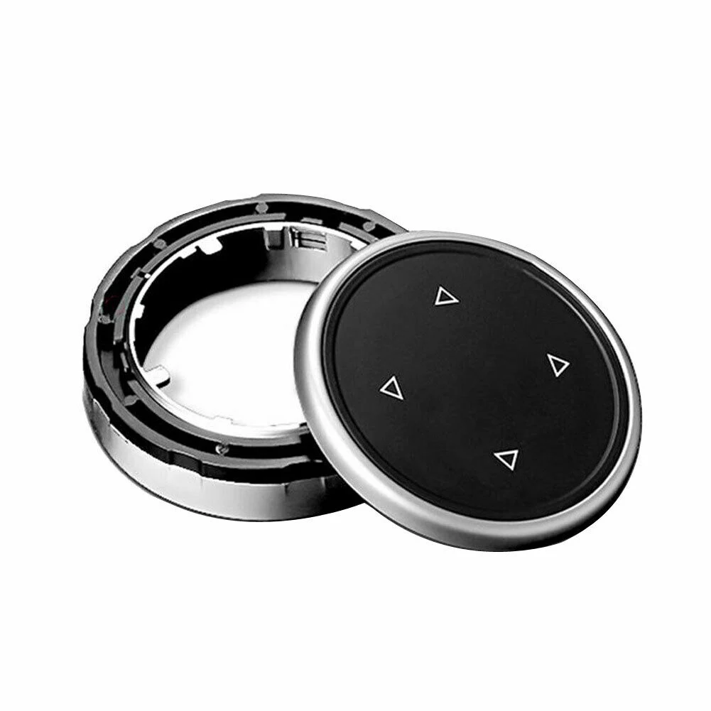 

Replacement Multimedia knob cover Button Trim ABS Black+Silver Accessory