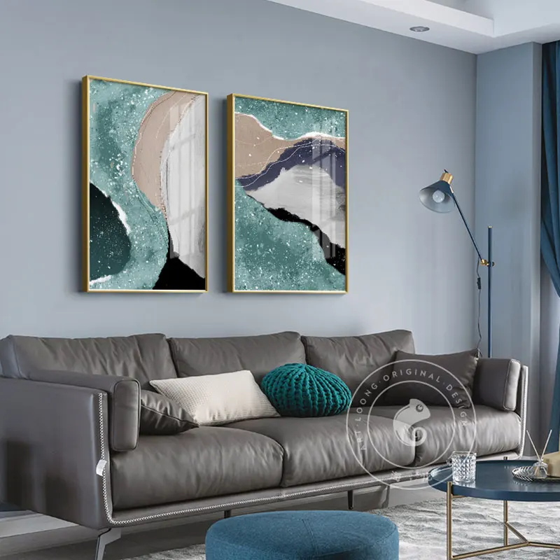 Abstract Poster Wall Pictures for Living Room Color Construction Fantastic Twinkle Blue River Art Canvas Paintings Unframed | Дом и сад
