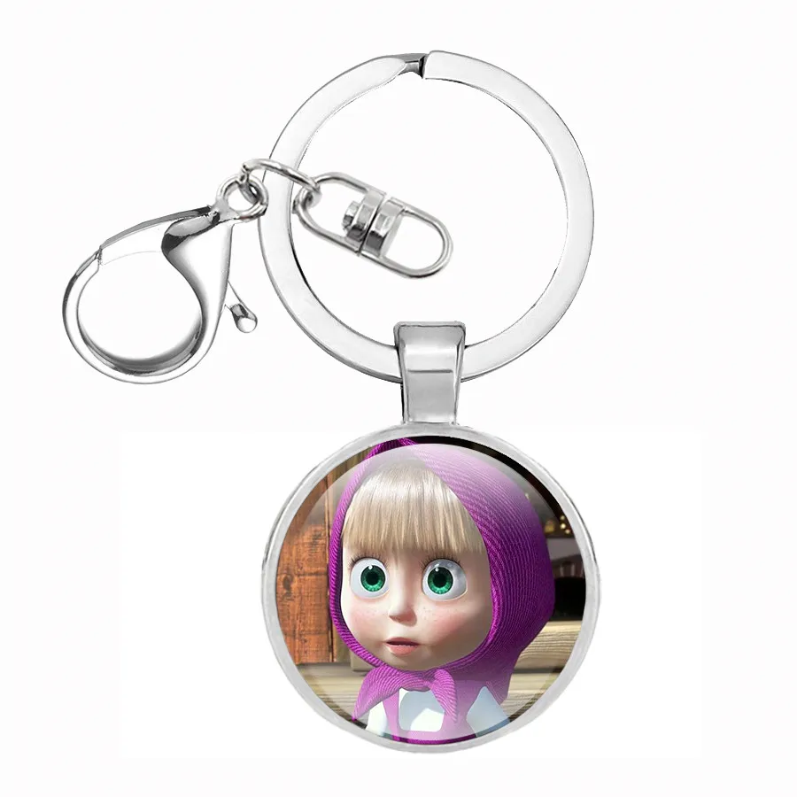 С рисунками российского мультфильма Маша брелки для ключей Стекло брелок с