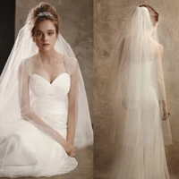 elegant simple white ivory wedding veil soft tulle two layer long bridal veils mantilla wedding accessories with comb