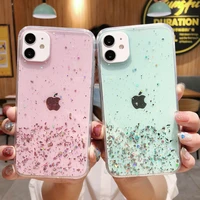 luxury clear bling glitter phone case for iphone 13 12 mini 11 pro max xr xs max 7 8 6 plus shining sequin soft back cover case