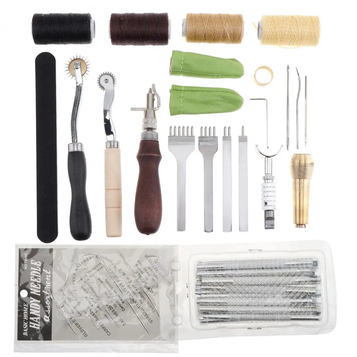 

DIY 34pcs Leather Craft Tools Kit Hand Sewing Stitching Punch Carving Work Saddle Leather craft Accessories