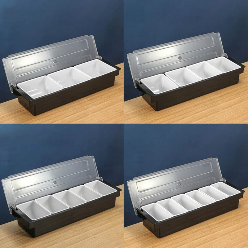 

Bar Drinks Fruit Garnish Cocktail Decorative Box Ktv Fruit Box Kitchen 5 Compartment Seasoning Case Bar Condiment Box Holder