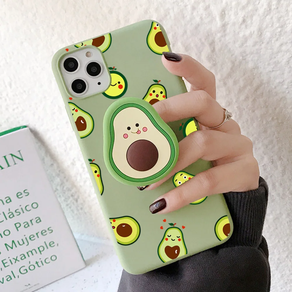 

Cute Cartoon Fruit Avocado Soft TPU Phone Case For iphone XR XS 11 Pro Max 6S 7 8 plus SE 2020 12 Holder Cover Luxury Gift Coque