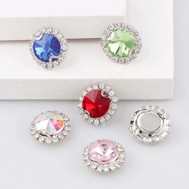 Новинка 2017 года круглые стеклянные кнопки для шитья страз украшения свадебного