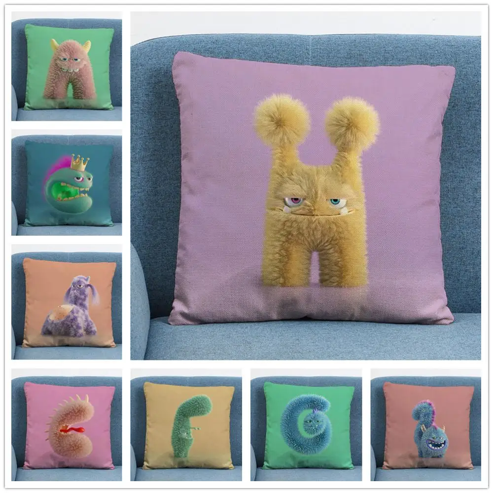 

Caterpillar Alphabet Cartoon Linen Cushion Cover Pillow Case for Home Sofa Car Decor Pillowcase Caterpillar Alphabet 45X45cm
