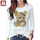 Футболка женская, с надписью Стразы, круглым вырезом и длинным рукавом, размера плюс