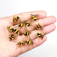 10pcs fly fishing artificial bumble bee lure for trout bionic handmade honeybee bait