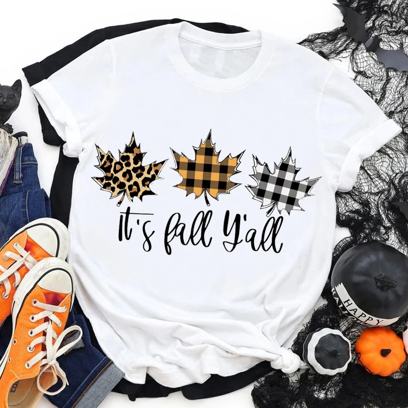 

2021 Autumn Fall Wall Pumpkin Skull Woman Tshirts O Neck Short Sleeve T Shirt Casual Tops Harajuku Tshirt Femme Vintage Shirt