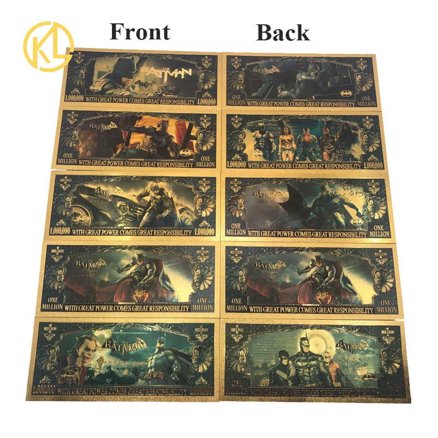 

5types famous plastic cards hero gold foil Banknotes usa 100 prop money Super Star cards For men's collection gifts for fans