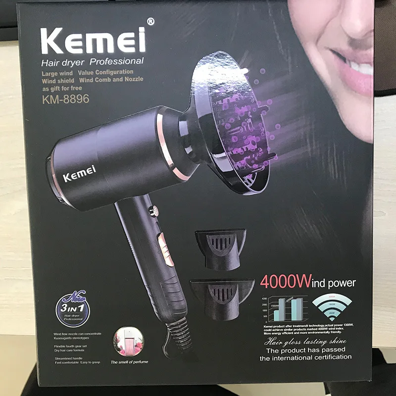 Komei km-8896 высокомощный профессиональный фен для волос молоток фен для волос большой ветер 4000 Вт