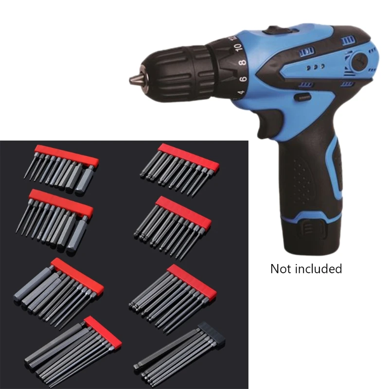 

N0HB S2 Alloy Steel Hexagon Socket Ball Head and Flat Head Electric Screwdriver Bit Set Hand Tool Set