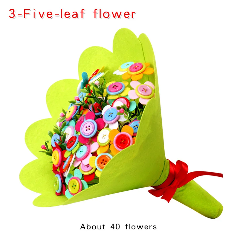 3-Five-leaf flower Детский Набор для творчества ручная работа художественный букет из искусственных цветов Свадебные цветы для домашнего декора игрушка-головоломка ученик отправка на День учителя подарок матери - Цвет: 3-Five-leaf flower