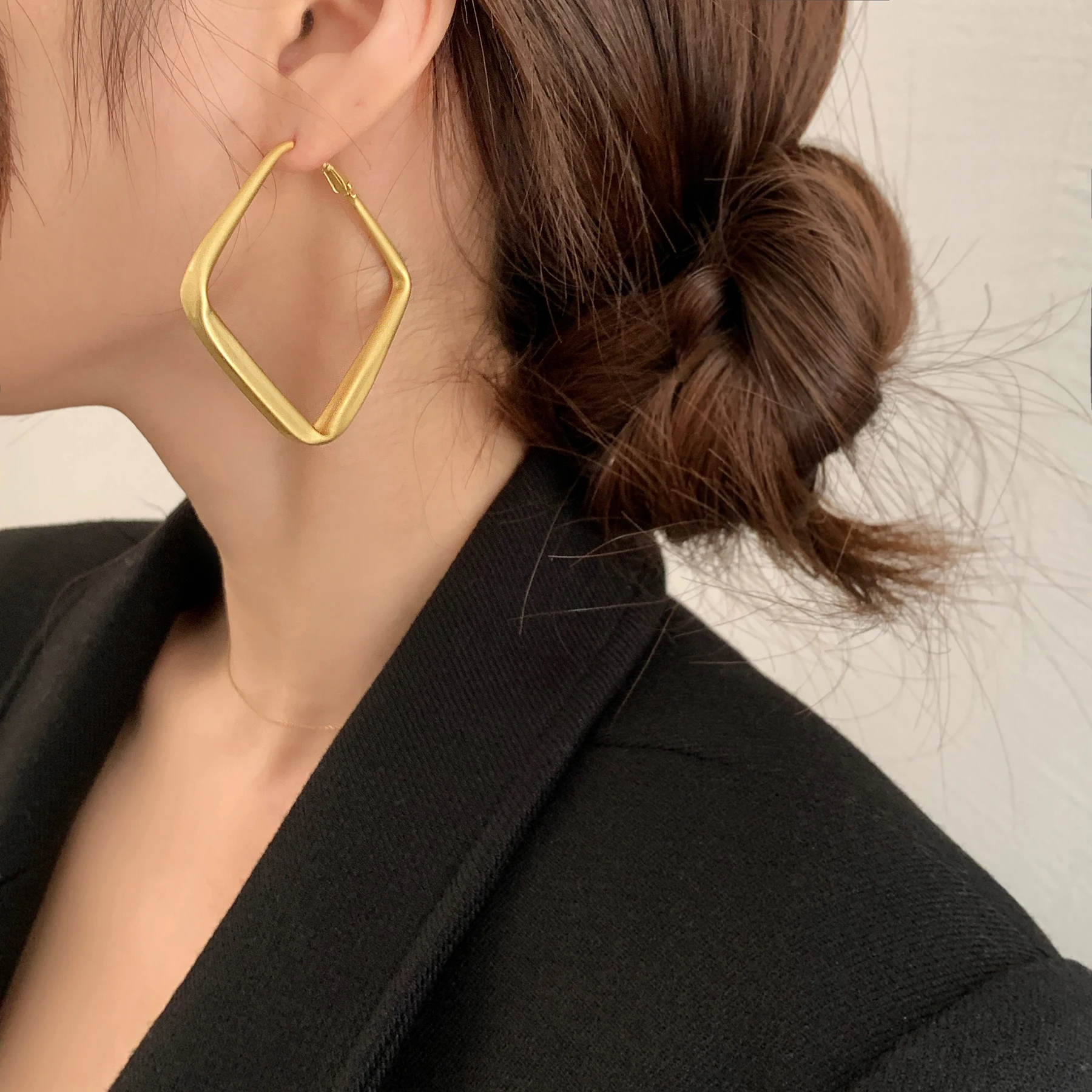 

Square Geometric Rectangle Hoop Earrings Stainless Steel Silver Color Ear Huggie Hoops Stylish Dangle Minimalist Boho Earrings