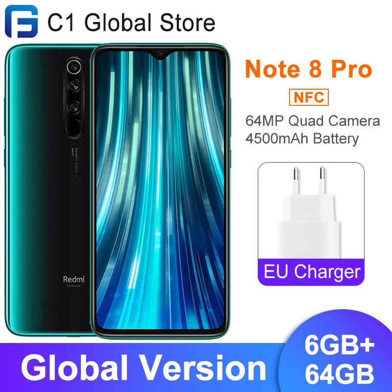 Xiaomi Redmi Note 8 Pro глобальная версия дюйма 6 ГБ ОЗУ 64 Гб ПЗУ мобильный телефон