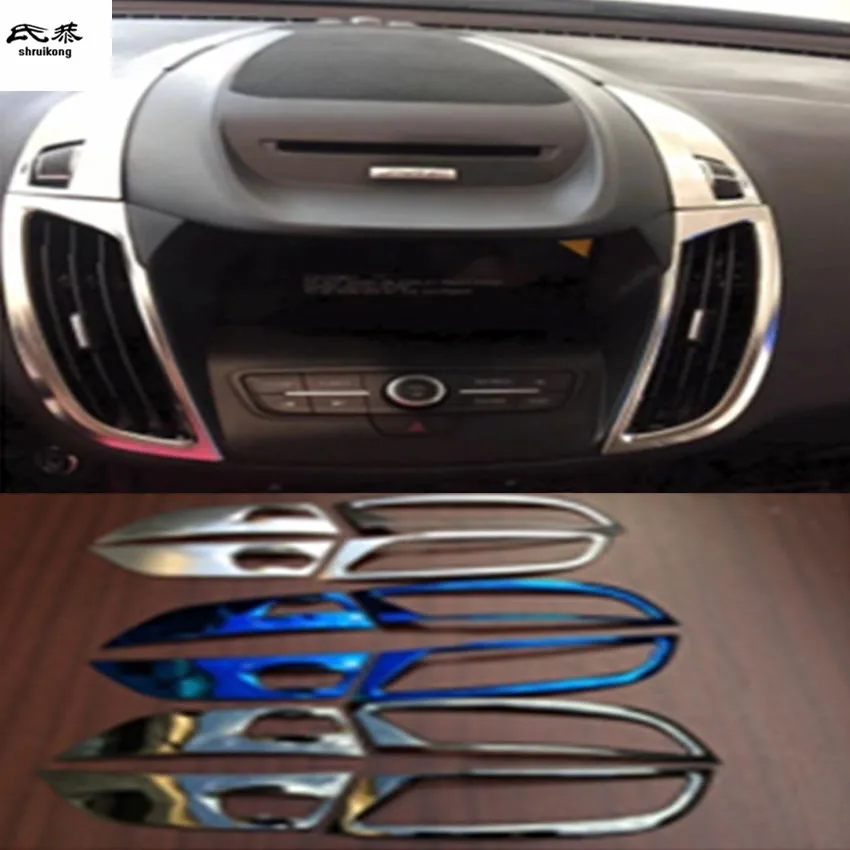 

4 шт./лот из нержавеющей стали центральный контроль кондиционера выход украшения Крышка для 2013-2019 Ford KUGA escape