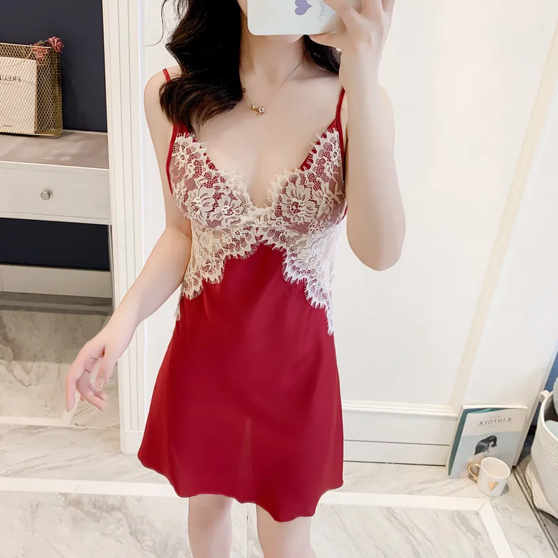 Женский пижамный комплект из 2 предметов весеннее кружевное ночное белье