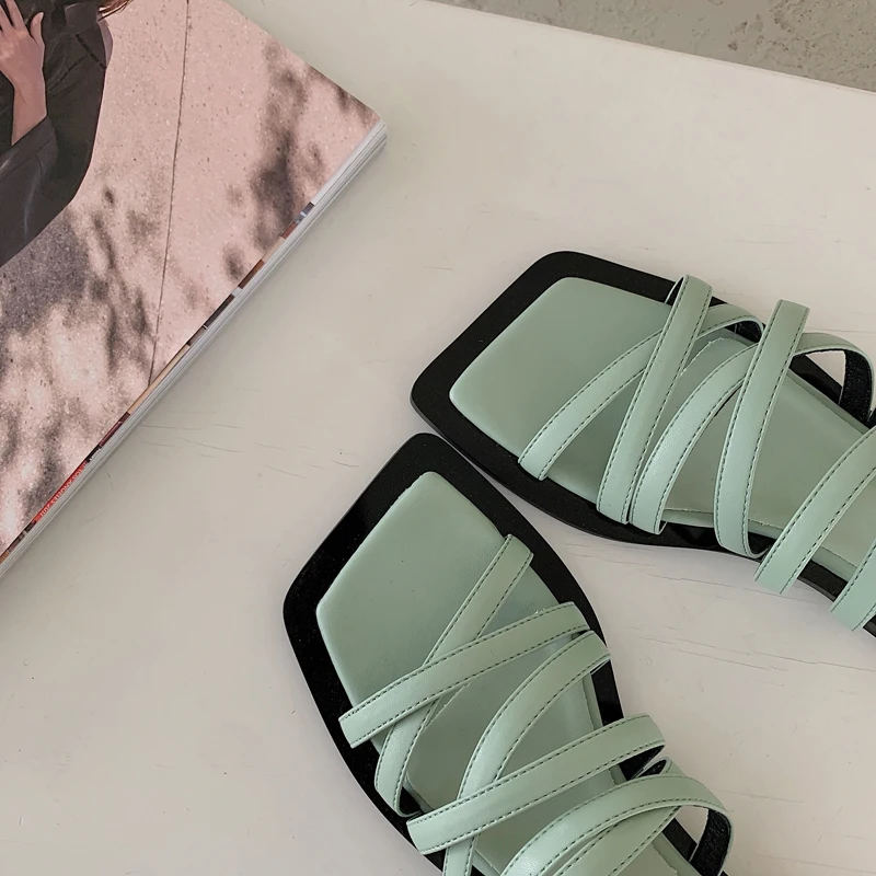 

Summer Sandals Women Flats Slippers Green Sandal Girl 2021 Fashion Flat Slippers Outdoor Casual Ladies Slippers Sandalen Dames