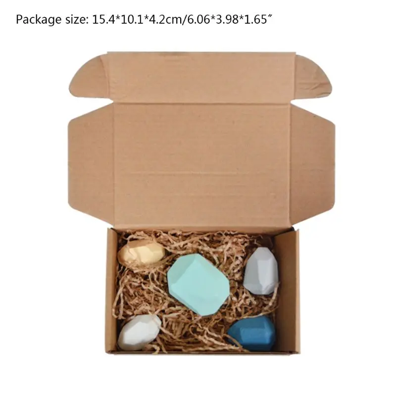 

5 Pcs Children Wooden Colored Stone Stacking Game Building Block Kids Creative E