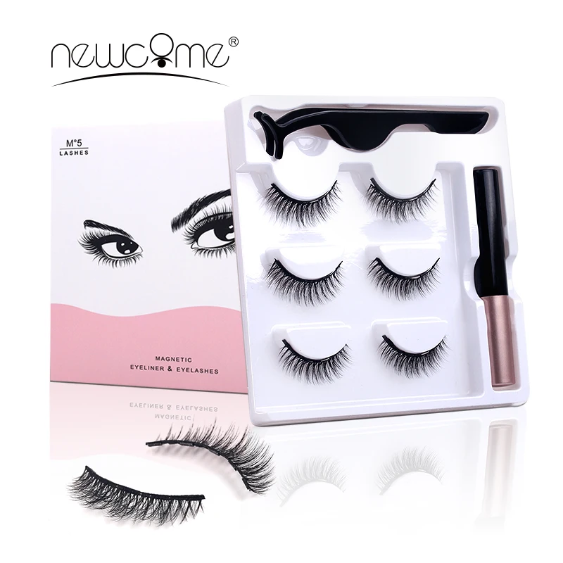 

Newcome 3 пары магнитное поле жидкая подводка для глаз магнитный Набор ресниц для наращивания ресниц с естественный вид Водонепроницаемый длит...