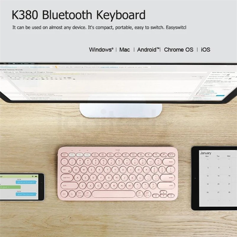 Беспроводная клавиатура logitech K380, Bluetooth, портативная, ультра тонкая, мини, бесшумная, многофункциональная, клавиатура для ПК, ноутбука, планшета, Android, IOS